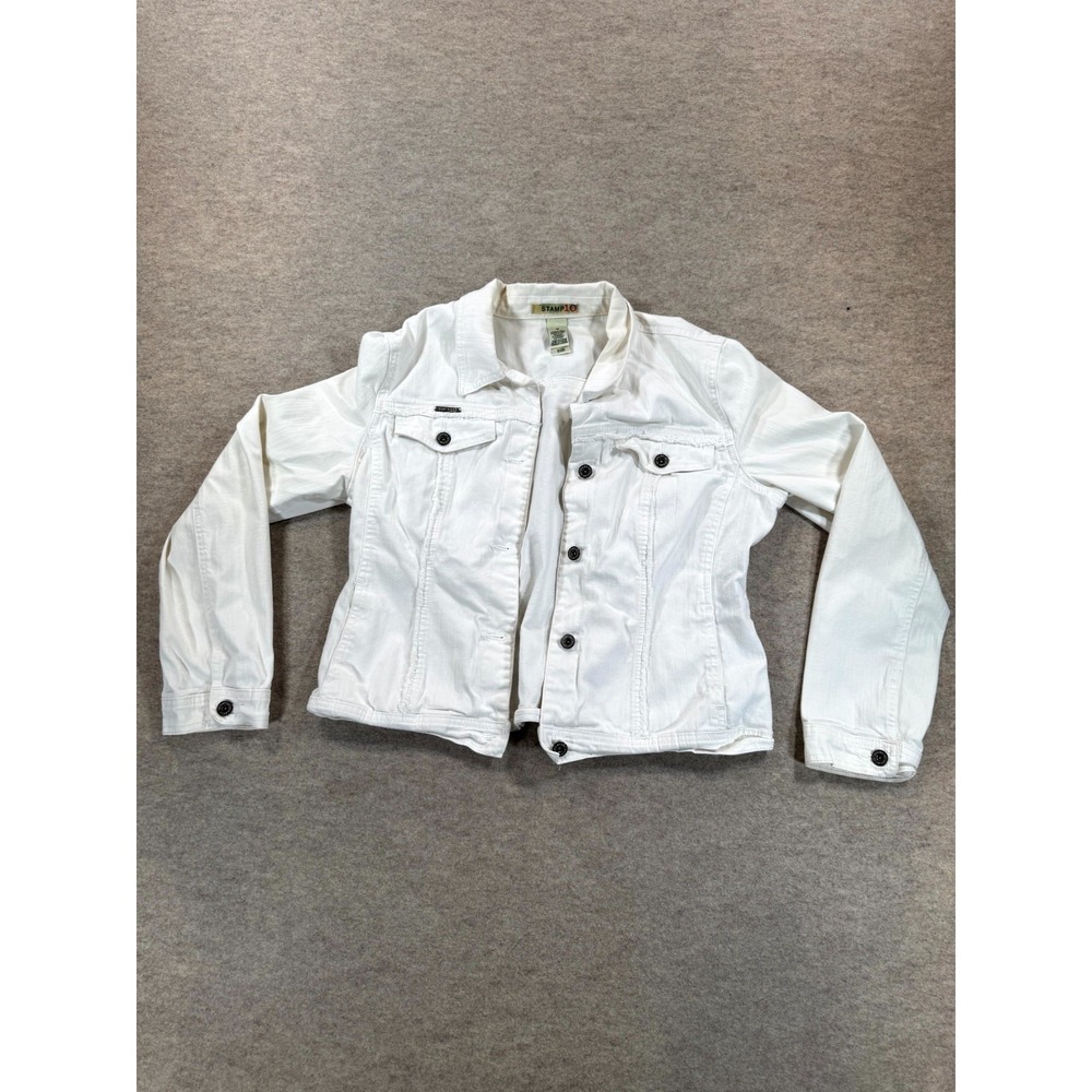 Stamp 10 Chambray Jacket Womens 10 White Cotton Stretch Regular Fit Flap Pockets